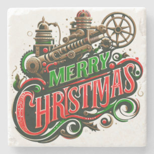 Posavasos De Piedra Feliz Navidad steampunk