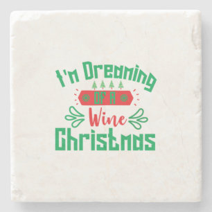 Posavasos De Piedra Feliz Navidad, Sueño Con Un Navidad De Vino