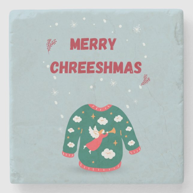 Posavasos De Piedra Feliz Navidad Ugly Sweater Angel (Anverso)