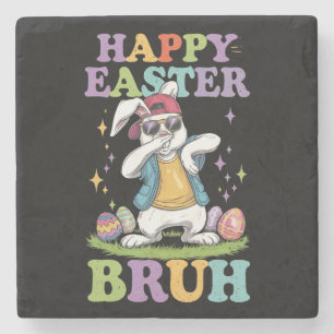 Posavasos De Piedra Feliz Pascua Hermano Conejo Conejito Divertido Dab