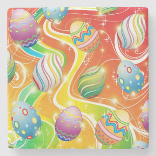 Posavasos De Piedra Feliz Pascua Huevos Patrón Festivo