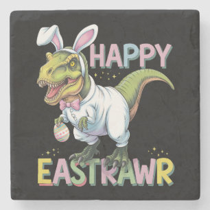 Posavasos De Piedra Feliz Pascua T Rex Pascua Dinosaurio Conejo Huevo