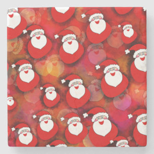 Posavasos De Piedra Feliz patrón de Papá Noel sin foco