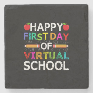 Posavasos De Piedra Feliz Primer Día Virtual De La Escuela