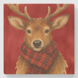 Posavasos De Piedra Feliz reno navideño