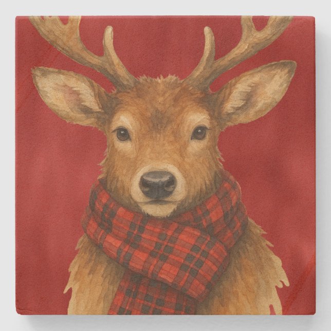 Posavasos De Piedra Feliz reno navideño (Anverso)