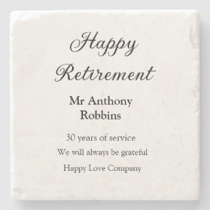 Posavasos De Piedra Feliz retiro añadir nombre años de servicio jubila