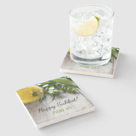 Posavasos De Piedra Feliz Sukkot Inglés Decoración Hebrea Sukkah