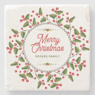 Posavasos De Piedra Feliz tipografía navideña y guerra de Navidades
