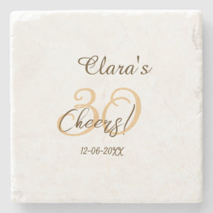 Posavasos De Piedra Feliz treinta cumpleaños carbón marrón naranja neg