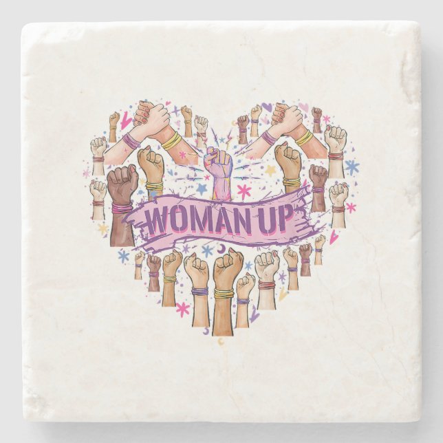 Posavasos De Piedra Feminismo Fuerte empoderamiento feminista Feminis (Anverso)