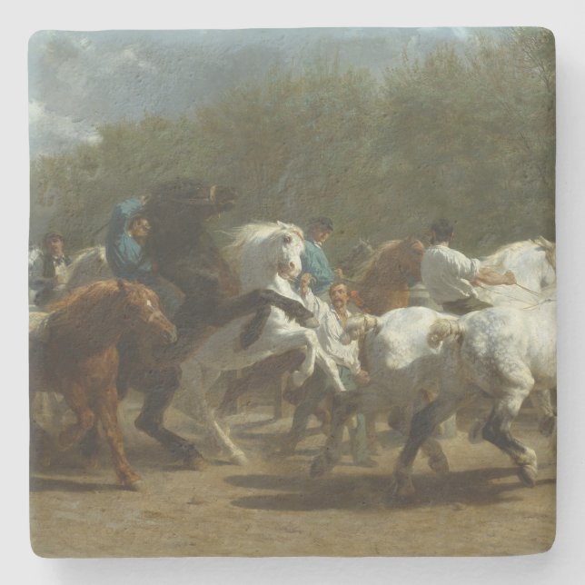 Posavasos De Piedra Feria del Caballo (por Rosa Bonheur) (Anverso)