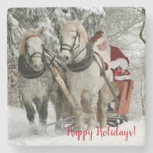 Posavasos De Piedra Festividad de Navidades de Santa Claus Carriage