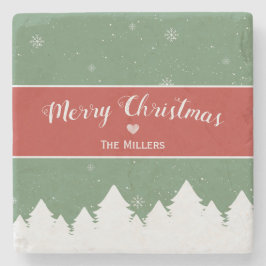 Posavasos De Piedra Festividad Feliz Navidad Apellido Snowflake