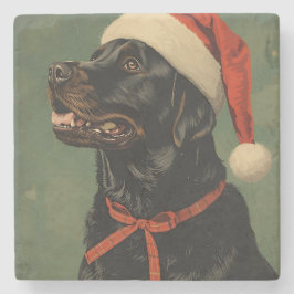 Posavasos De Piedra Fetching Through the Snow Stone Coaster