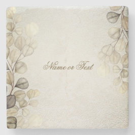 Posavasos De Piedra Fiesta acuarela Eucalipto Dorado Foliage Brillante