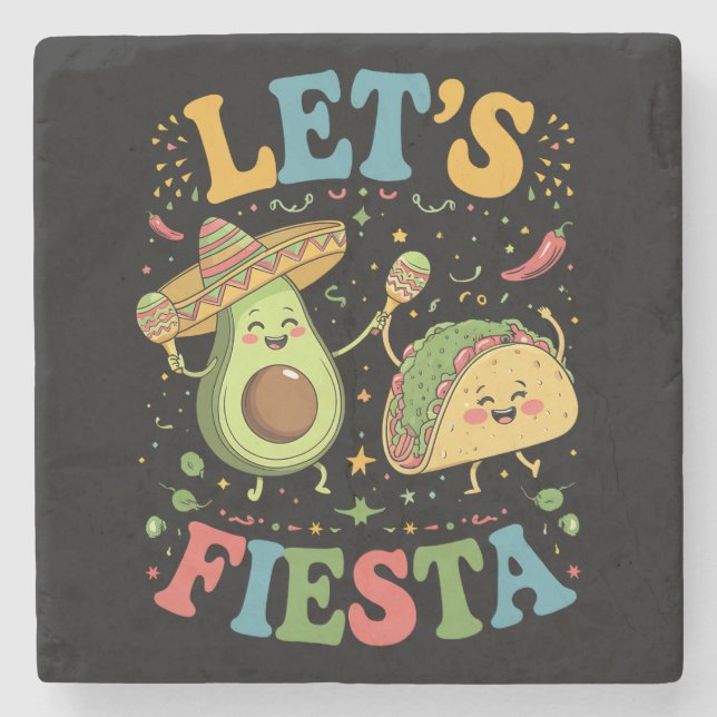 Posavasos De Piedra Fiesta Aguacate y Tacos Cinco De Mayo (Anverso)