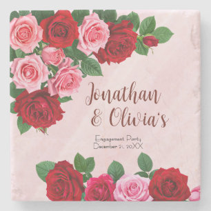 Posavasos De Piedra Fiesta de compromiso de rosas