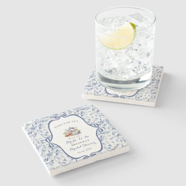 Posavasos De Piedra Fiesta de Despedida de Soltera con té de Toile de  (Lateral)