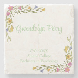 Posavasos De Piedra Fiesta de Graduación Universitaria Boho Floral