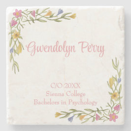 Posavasos De Piedra Fiesta de Graduación Universitaria Floral Boho