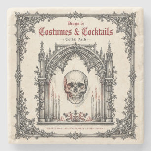 Posavasos De Piedra Fiesta de Halloween Gótico Elegante Cráneo