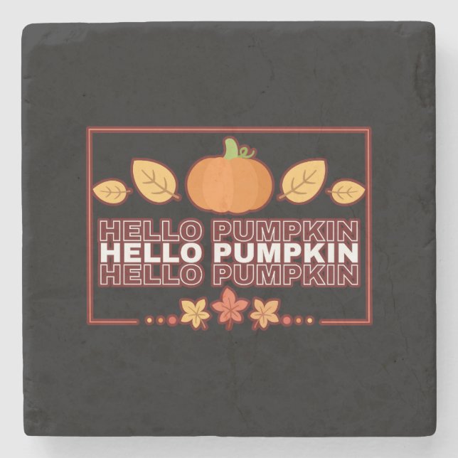 Posavasos De Piedra Fiesta de Otoño Hola Calabaza (Anverso)
