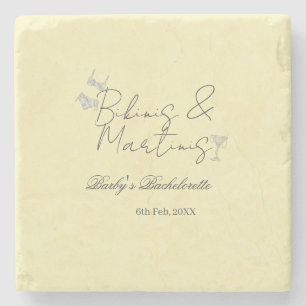 Posavasos De Piedra Fiesta de soltera Bikins & Martinis amarillo retro