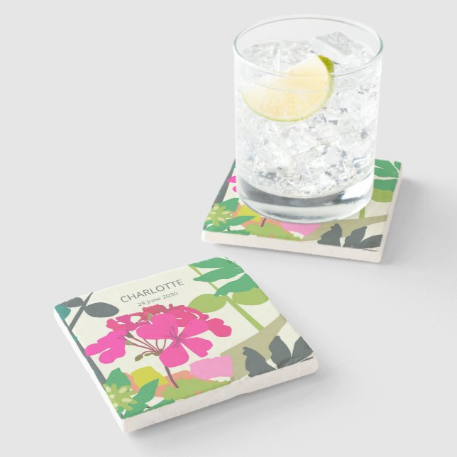 Posavasos De Piedra Fiesta del Jardín Florista de los Geranios en Bloo (Lateral)