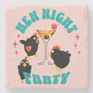 Posavasos De Piedra Fiesta Nocturna de Gallinas Divertidas Gallina Div