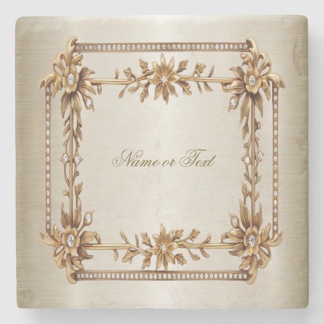 Posavasos De Piedra Fiesta Ornate Rectangle Dimond Flowiny (Anverso)