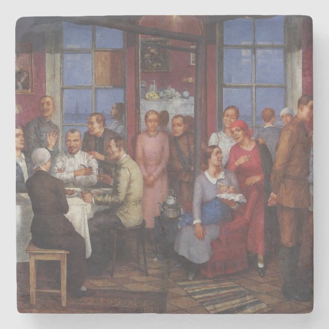 Posavasos De Piedra Fiesta para mudarse a una nueva casa (Anverso)