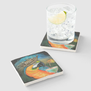 Posavasos De Piedra Fiesta Parrots