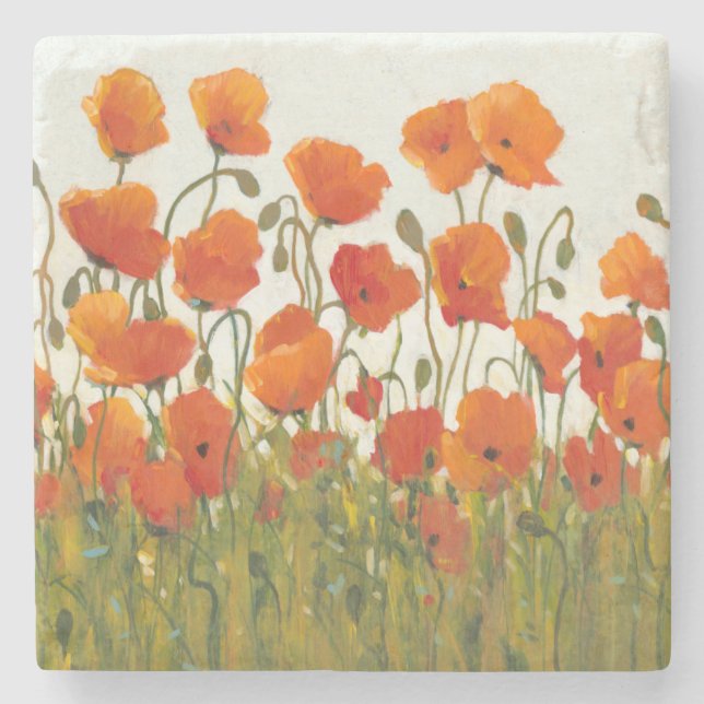 Posavasos De Piedra Filas de Poppies I (Anverso)
