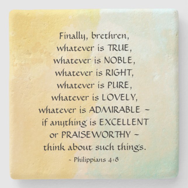 Posavasos De Piedra Filipinas 4:8 Lo que sea cierto, (Anverso)