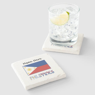Posavasos De Piedra Filipinas y Bandera Filipina Personalizadas