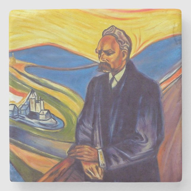 Posavasos De Piedra Filósofo Friedrich Nietzsche (por Edvard Munch) (Anverso)