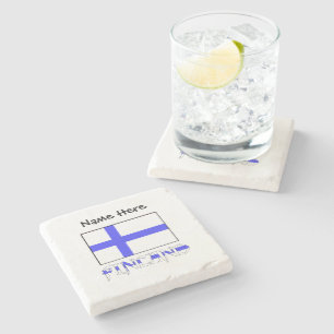 Posavasos De Piedra Finlandia y Bandera Finlandesa Personalizadas 