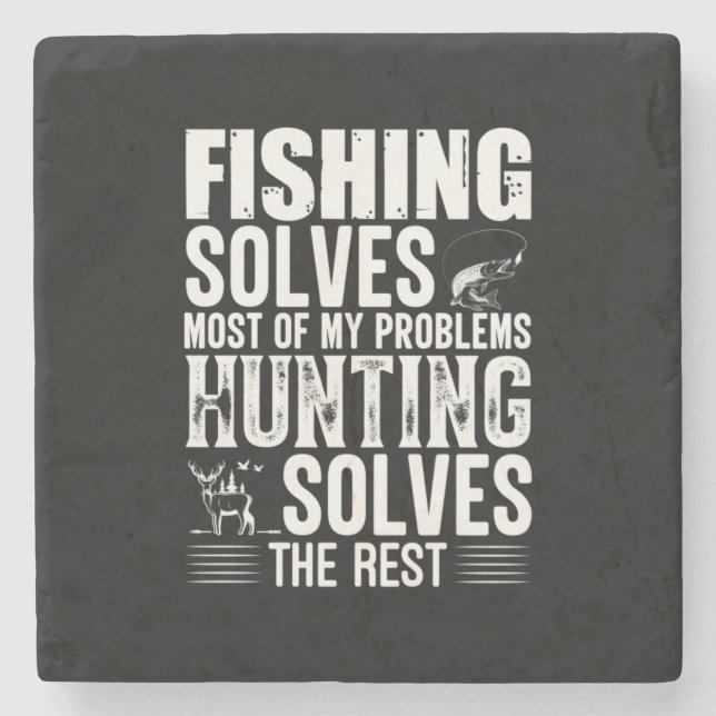 Posavasos De Piedra Fisher Fishing Solves Most Of My Problems (Anverso)