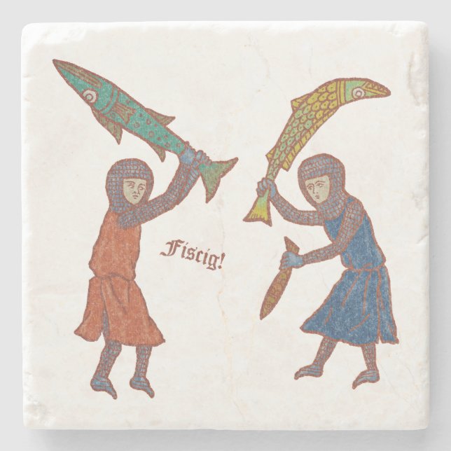 Posavasos De Piedra Fishy Fight (Anverso)