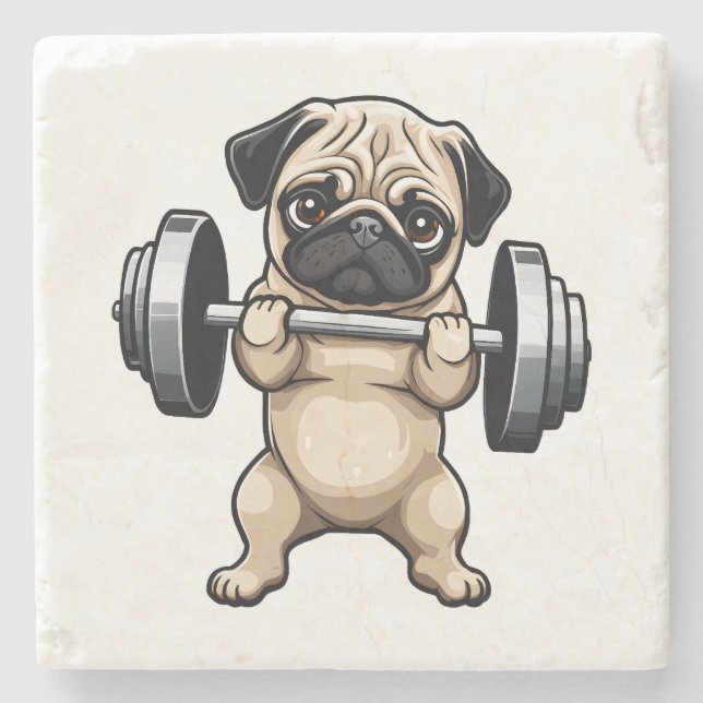 Posavasos De Piedra Fitness Pug (Anverso)