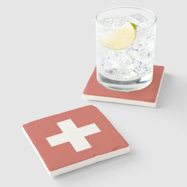 Posavasos De Piedra Flag of Switzerland Svizzera - Suiza Suisse - (Lateral)
