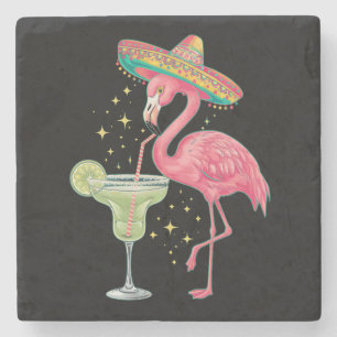 Posavasos De Piedra Flamenco bebiendo Margarita divertido Poncho mexic