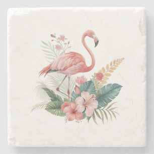 Posavasos De Piedra Flamenco Con Flores