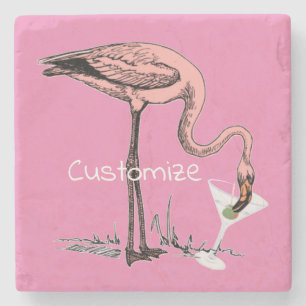 Posavasos De Piedra Flamingo Beber Martini Thunder_Cove