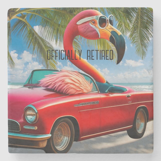 Posavasos De Piedra Flamingo oficialmente retirado y convertible en la (Anverso)