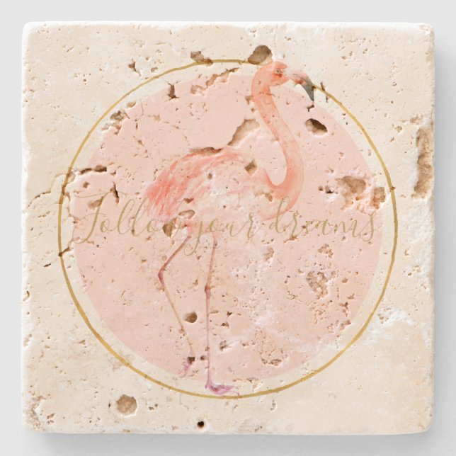 Posavasos De Piedra Flamingo rosa     (Anverso)