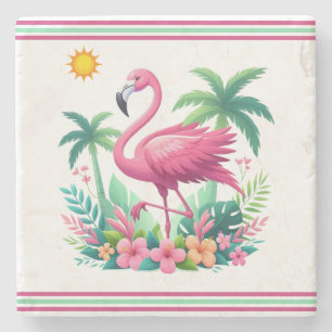Posavasos De Piedra Flamingo rosa de Florida/Tropical