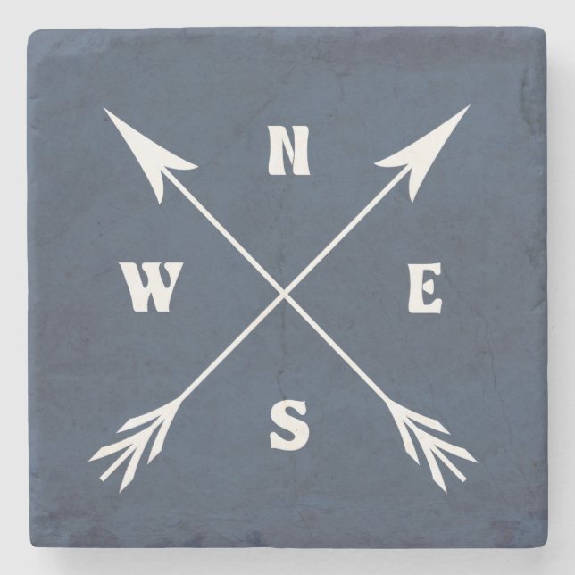 Posavasos De Piedra Flechas de brújula (Anverso)