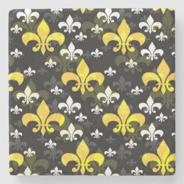 Posavasos De Piedra Fleur Blanco Amarillo De Lis